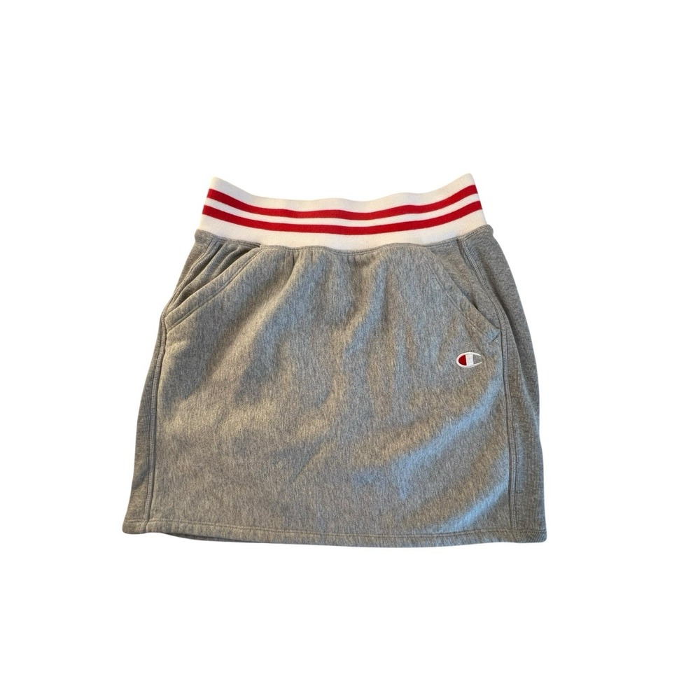 Champion Reverse Weave Skirt Oxford Gray Yarn Dye Stripe‎ Rib Womens Medium - Picture 2 of 7